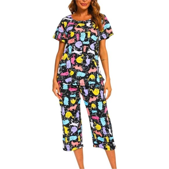 Other - NWT Women's Plus 3X Cat's Pajamas Short Sleeve Sets Top with Capri Pants Sleepwe